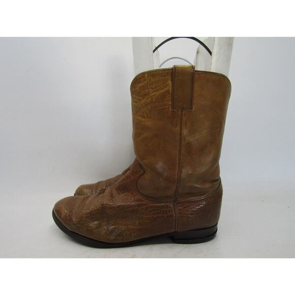 Justin Mens Size 10.5 EE Brown Leather Bullhide Cowboy Western Boots